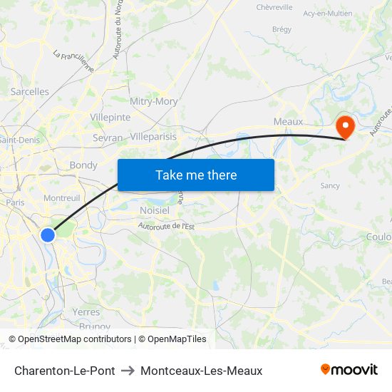 Charenton-Le-Pont to Montceaux-Les-Meaux map