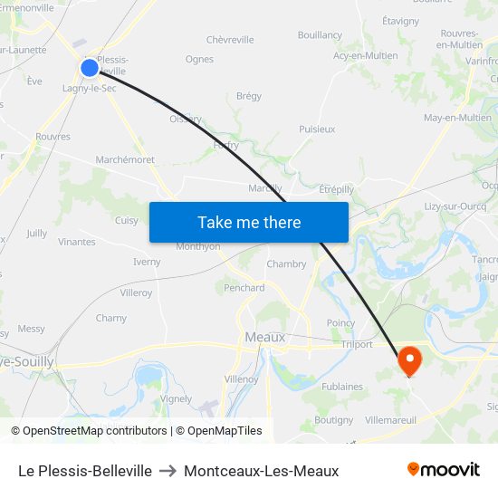 Le Plessis-Belleville to Montceaux-Les-Meaux map