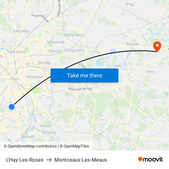 L'Hay-Les-Roses to Montceaux-Les-Meaux map