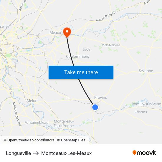 Longueville to Montceaux-Les-Meaux map