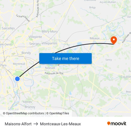 Maisons-Alfort to Montceaux-Les-Meaux map