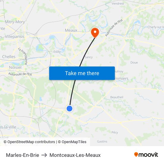 Marles-En-Brie to Montceaux-Les-Meaux map
