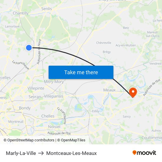 Marly-La-Ville to Montceaux-Les-Meaux map
