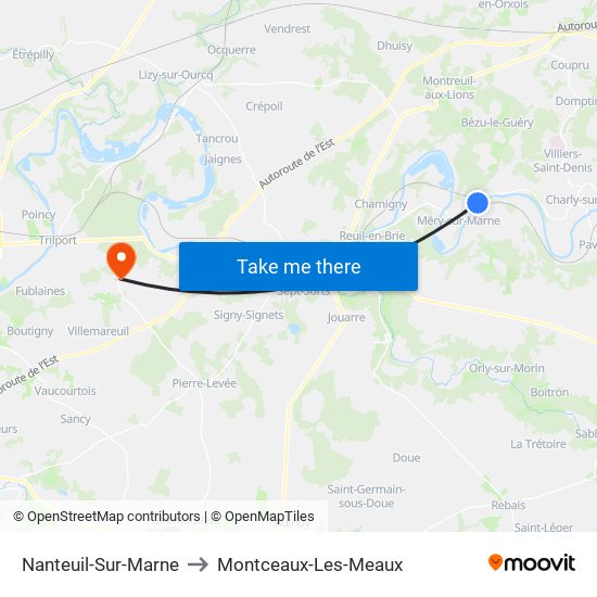 Nanteuil-Sur-Marne to Montceaux-Les-Meaux map