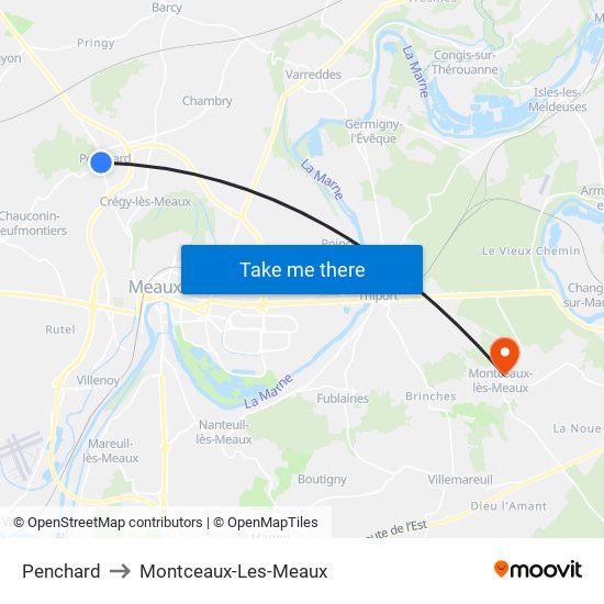 Penchard to Montceaux-Les-Meaux map