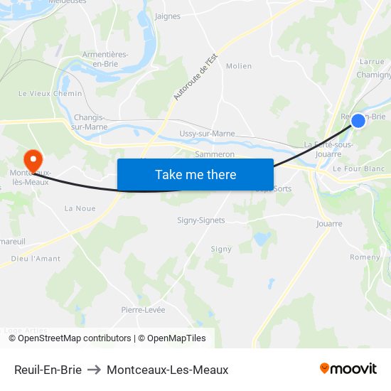 Reuil-En-Brie to Montceaux-Les-Meaux map