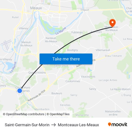 Saint-Germain-Sur-Morin to Montceaux-Les-Meaux map