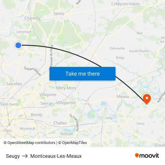 Seugy to Montceaux-Les-Meaux map