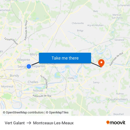 Vert Galant to Montceaux-Les-Meaux map