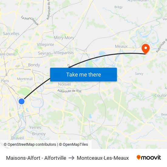 Maisons-Alfort - Alfortville to Montceaux-Les-Meaux map