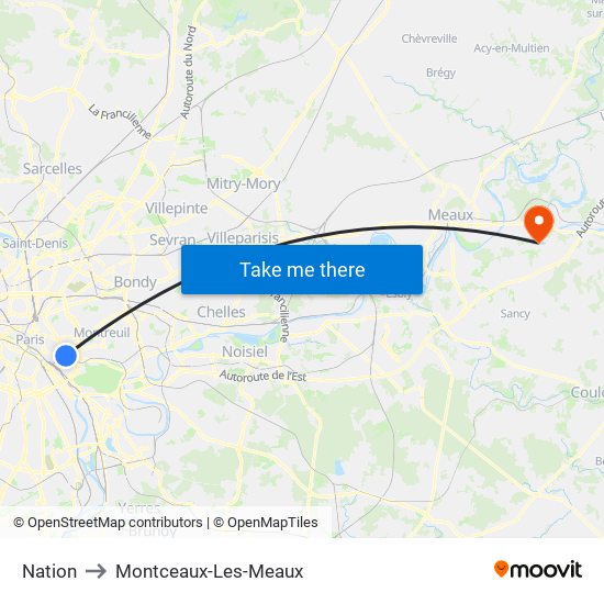 Nation to Montceaux-Les-Meaux map