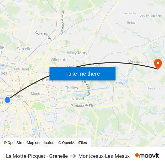 La Motte-Picquet - Grenelle to Montceaux-Les-Meaux map