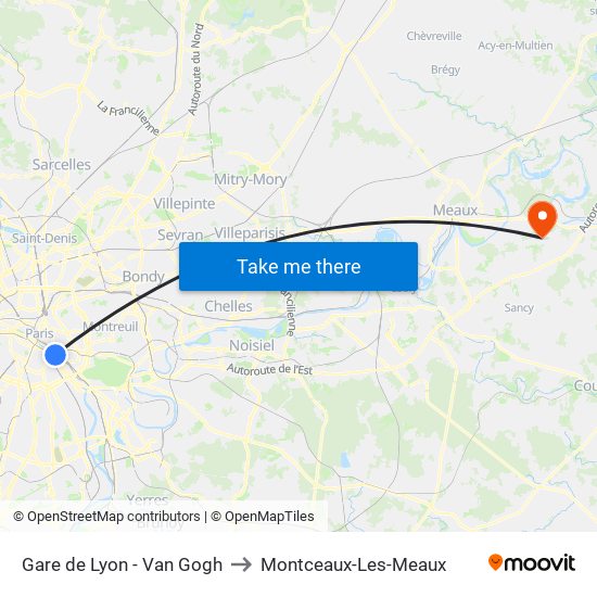 Gare de Lyon - Van Gogh to Montceaux-Les-Meaux map
