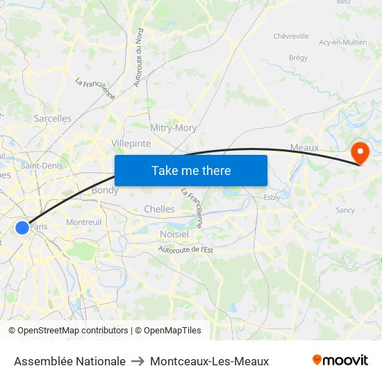 Assemblée Nationale to Montceaux-Les-Meaux map