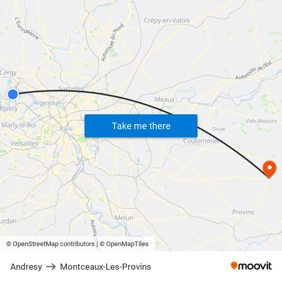 Andresy to Montceaux-Les-Provins map