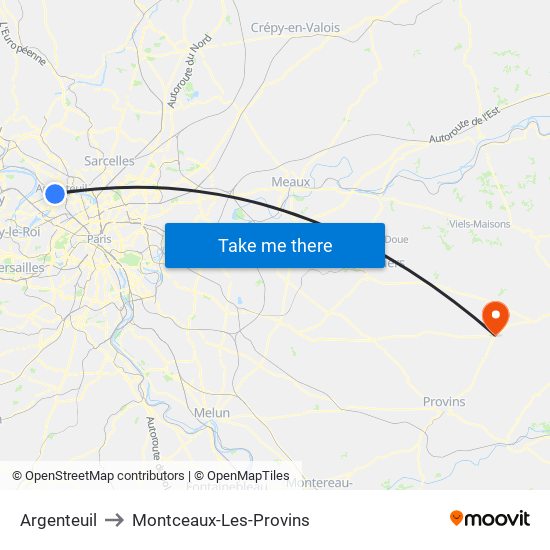 Argenteuil to Montceaux-Les-Provins map