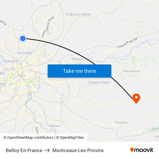 Belloy-En-France to Montceaux-Les-Provins map