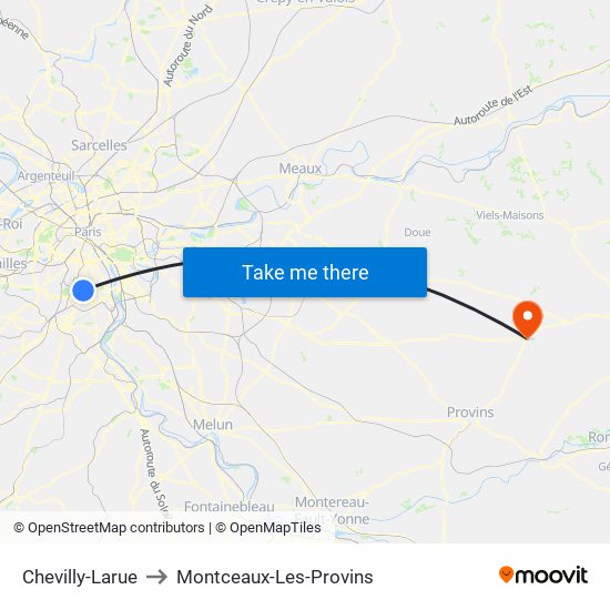 Chevilly-Larue to Montceaux-Les-Provins map