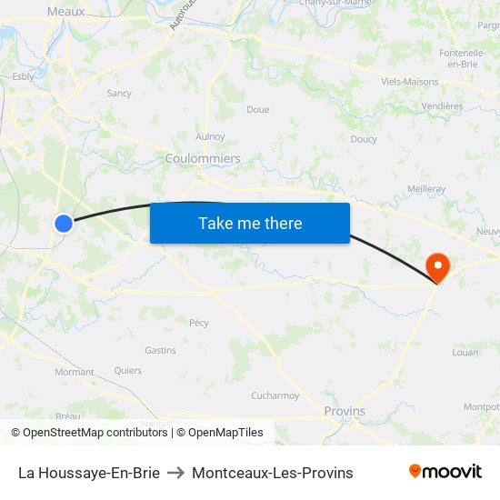 La Houssaye-En-Brie to Montceaux-Les-Provins map