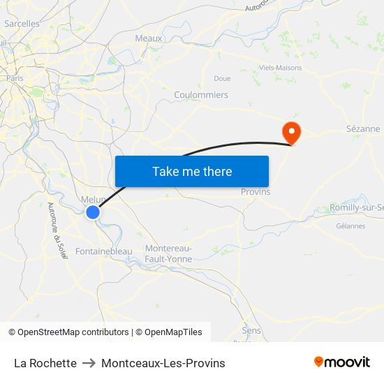 La Rochette to Montceaux-Les-Provins map