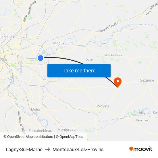 Lagny-Sur-Marne to Montceaux-Les-Provins map