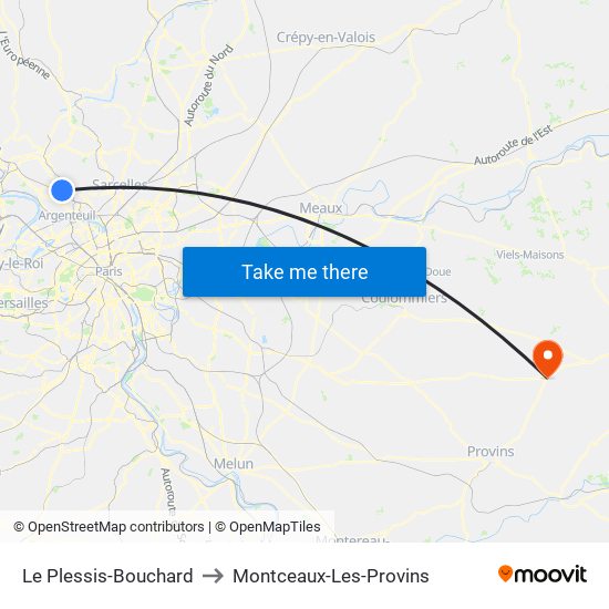 Le Plessis-Bouchard to Montceaux-Les-Provins map