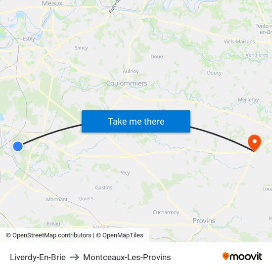 Liverdy-En-Brie to Montceaux-Les-Provins map