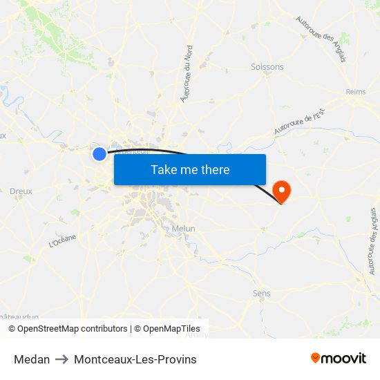 Medan to Montceaux-Les-Provins map