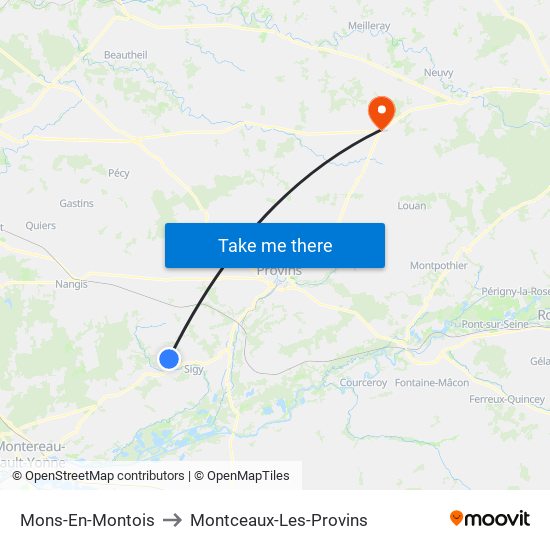 Mons-En-Montois to Montceaux-Les-Provins map