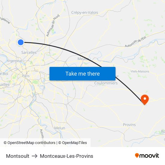 Montsoult to Montceaux-Les-Provins map