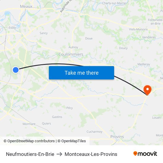 Neufmoutiers-En-Brie to Montceaux-Les-Provins map