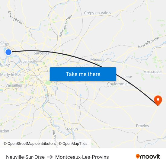 Neuville-Sur-Oise to Montceaux-Les-Provins map