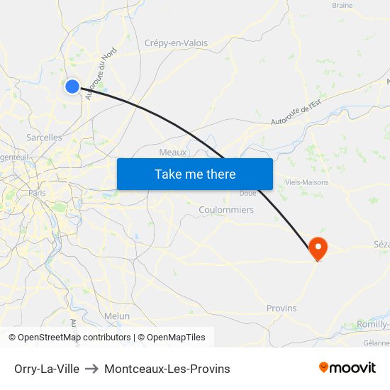 Orry-La-Ville to Montceaux-Les-Provins map