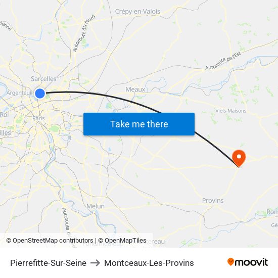 Pierrefitte-Sur-Seine to Montceaux-Les-Provins map