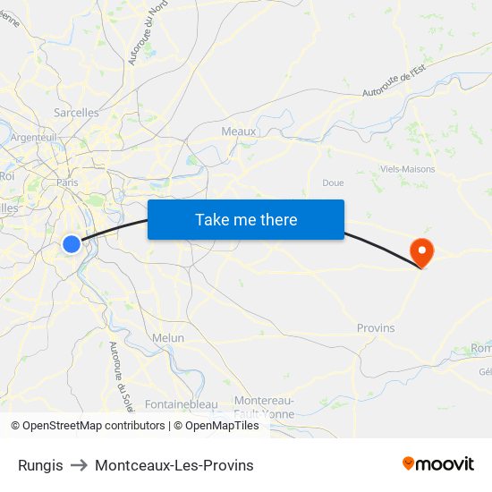 Rungis to Montceaux-Les-Provins map