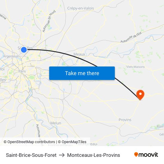 Saint-Brice-Sous-Foret to Montceaux-Les-Provins map