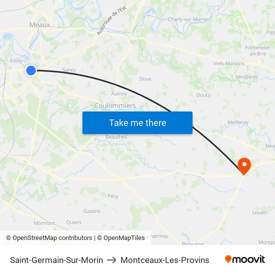 Saint-Germain-Sur-Morin to Montceaux-Les-Provins map