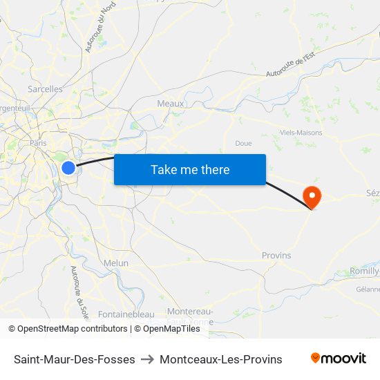 Saint-Maur-Des-Fosses to Montceaux-Les-Provins map