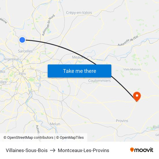 Villaines-Sous-Bois to Montceaux-Les-Provins map