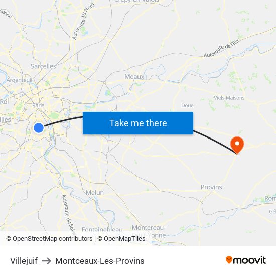 Villejuif to Montceaux-Les-Provins map