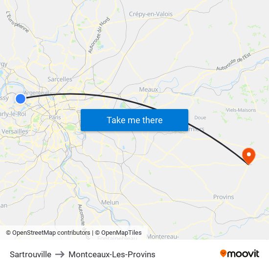 Sartrouville to Montceaux-Les-Provins map