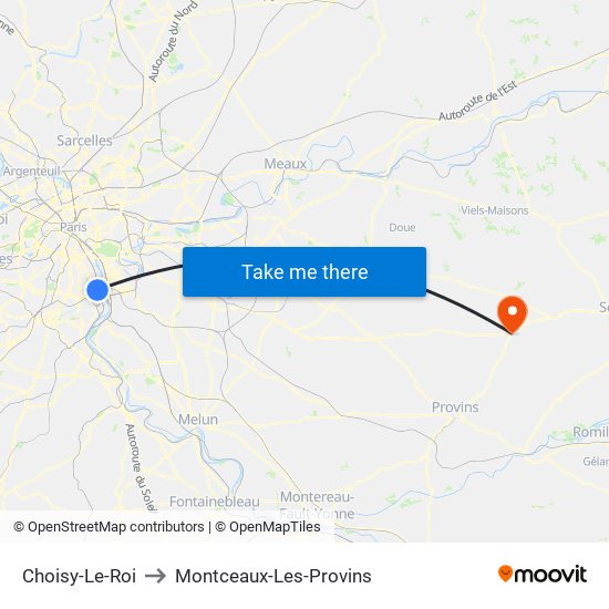 Choisy-Le-Roi to Montceaux-Les-Provins map