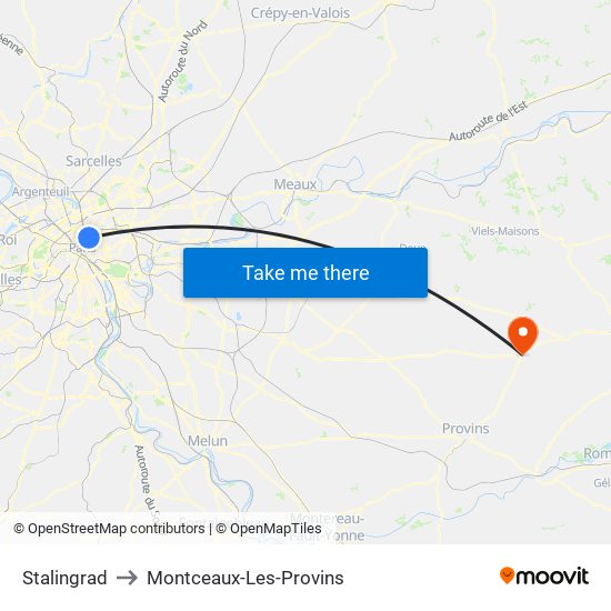 Stalingrad to Montceaux-Les-Provins map