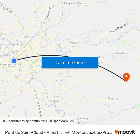 Pont de Saint-Cloud - Albert Kahn to Montceaux-Les-Provins map