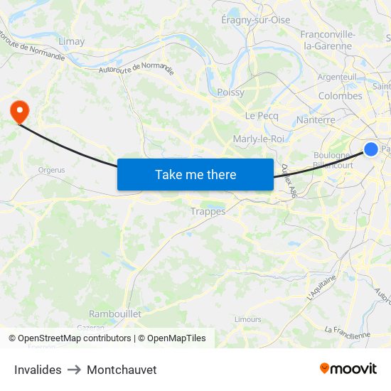 Invalides to Montchauvet map