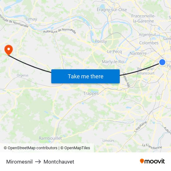 Miromesnil to Montchauvet map