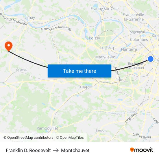 Franklin D. Roosevelt to Montchauvet map