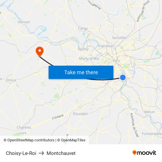 Choisy-Le-Roi to Montchauvet map