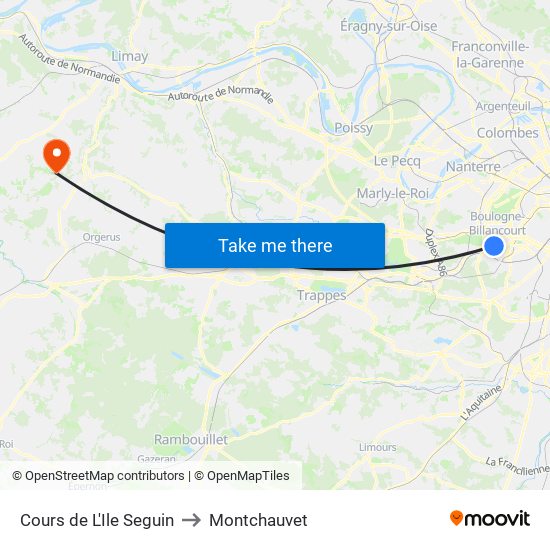 Cours de L'Ile Seguin to Montchauvet map