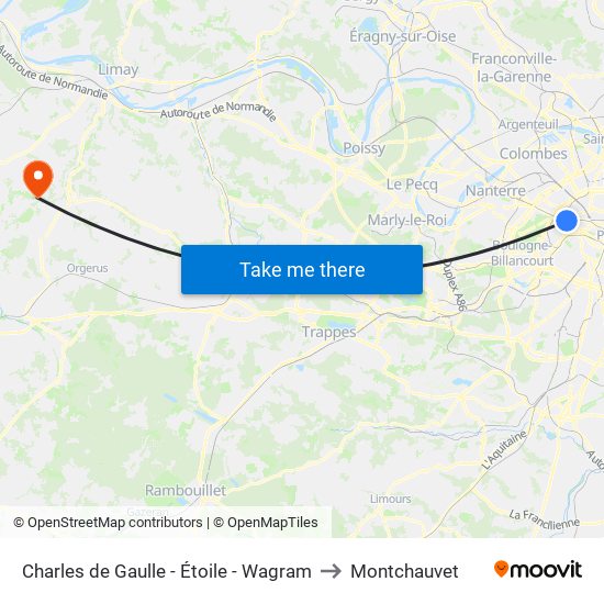 Charles de Gaulle - Étoile - Wagram to Montchauvet map